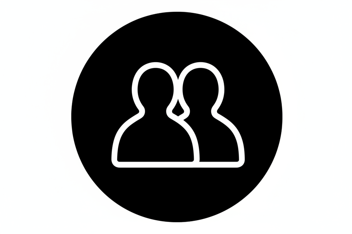 een pictogram van een team, dus 2 personen. graag transparante achtergrond